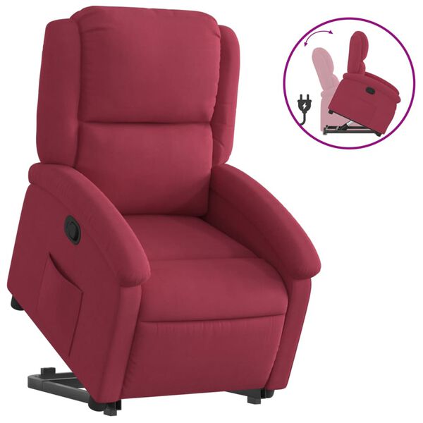 vidaXL Sill&oacute;n reclinable elevable terciopelo rojo tinto