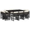vidaXL Set de comedor jard&iacute;n 11 pzas con cojines rat&aacute;n sint&eacute;tico negro