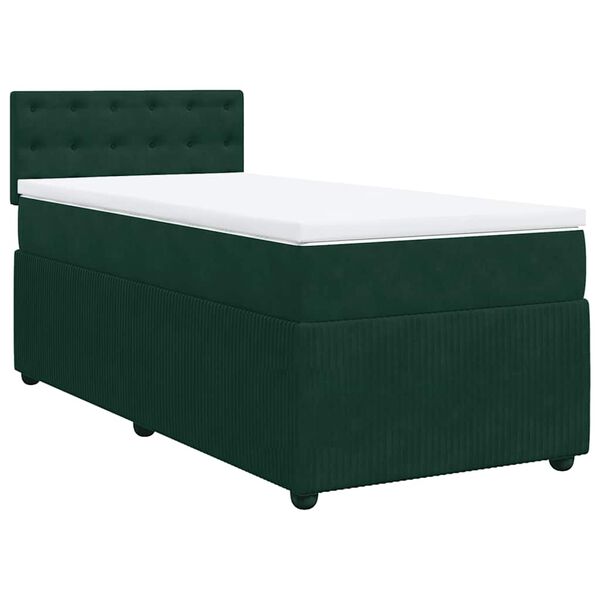 vidaXL Cama box spring con colch&oacute;n terciopelo verde oscuro 100x200 cm