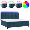 vidaXL Cama box spring colch&oacute;n y LED terciopelo azul oscuro 200x200 cm