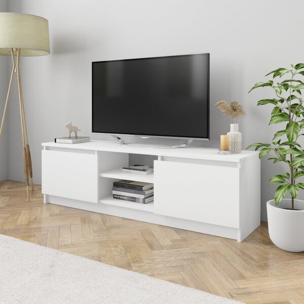 vidaXL Mueble para TV madera contrachapada blanco 120x30x35,5 cm