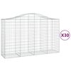 vidaXL Cestas gaviones 30 uds forma de arco hierro 200x50x120/140 cm