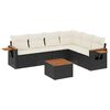 vidaXL Set de comedor de jard&iacute;n 7 pzas y cojines rat&aacute;n sint&eacute;tico negro