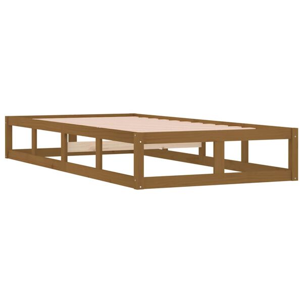 vidaXL Estructura de cama de madera maciza marr&oacute;n miel 100x200 cm