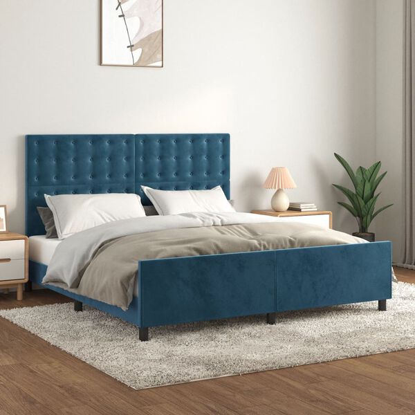 vidaXL Estructura de cama sin colchón terciopelo azul oscuro 160x200cm
