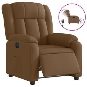 vidaXL Sill&oacute;n reclinable el&eacute;ctrico de tela marr&oacute;n