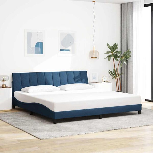 vidaXL Estructura de cama sin colch&oacute;n Hanko tela azul 200x200 cm