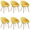 vidaXL Sillas de comedor 6 unidades de tela amarilla