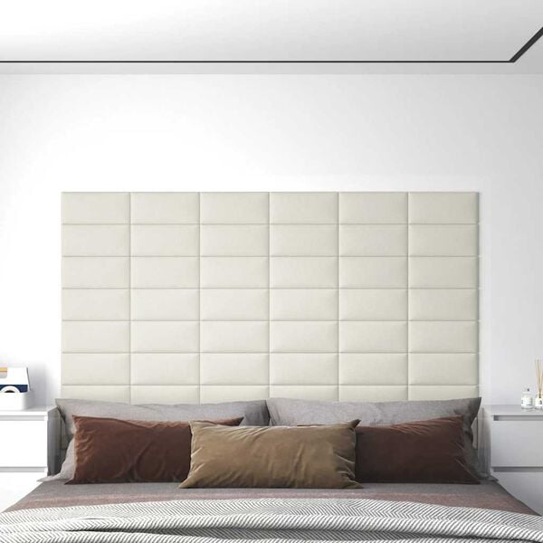 vidaXL Paneles de pared 12 uds terciopelo crema 30x15 cm 0,54 m²