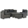 vidaXL Set de sal&oacute;n para jard&iacute;n 6 pzs y cojines rat&aacute;n sint&eacute;tico gris