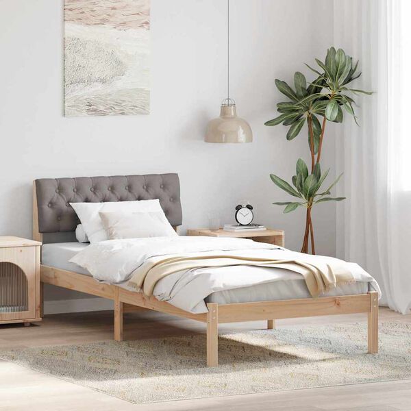 vidaXL Estructura de cama con cabecera Marrón y taupe 90 x 190 cm