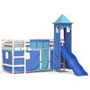 vidaXL Cama alta para ni&ntilde;os con torre madera pino azul 90x200 cm