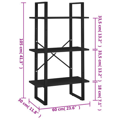 vidaXL Estante de almacenaje madera contrachapada negro 60x30x105 cm