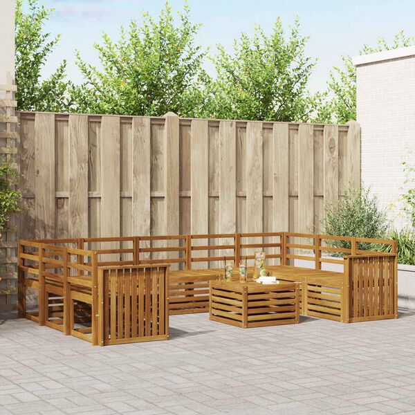 vidaXL Juegos de sof&aacute;s 10 pcs Natural Madera de Acacia S&oacute;lida