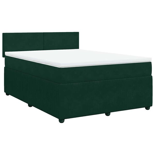vidaXL Cama box spring con colch&oacute;n terciopelo verde oscuro 160x200 cm