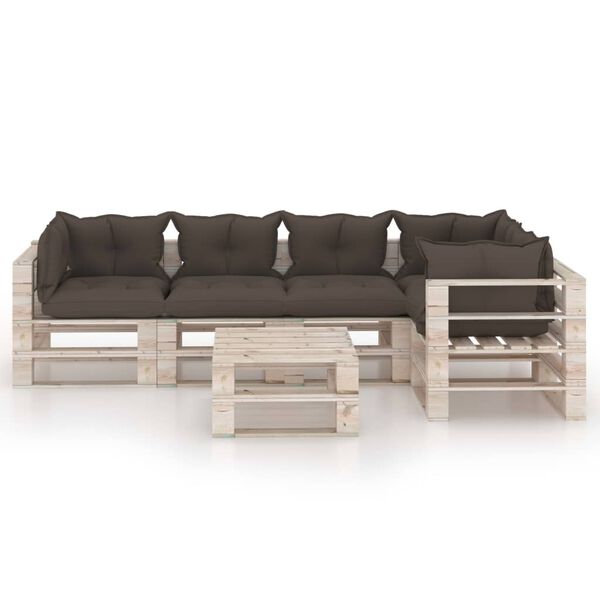 vidaXL Muebles de jard&iacute;n de palets 6 pzas y cojines madera de pino