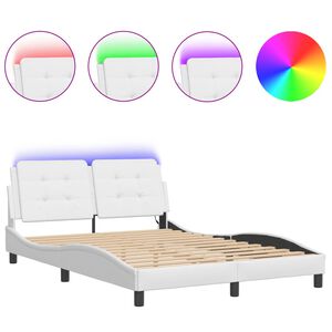 vidaXL Estructura de cama con LED sin colch&oacute;n Zadar blanco 140x190 cm