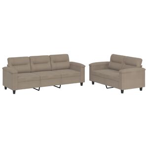 vidaXL Juego de sof&aacute;s con cojines 2 piezas tela microfibra taupe