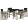 vidaXL Conjunto de Comedor de Jard&iacute;n 5 uds. Gris Claro rat&aacute;n sint&eacute;tico