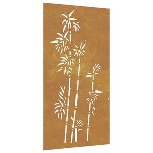 vidaXL Adorno de pared de jard&iacute;n acero corten dise&ntilde;o bamb&uacute; 105x55 cm