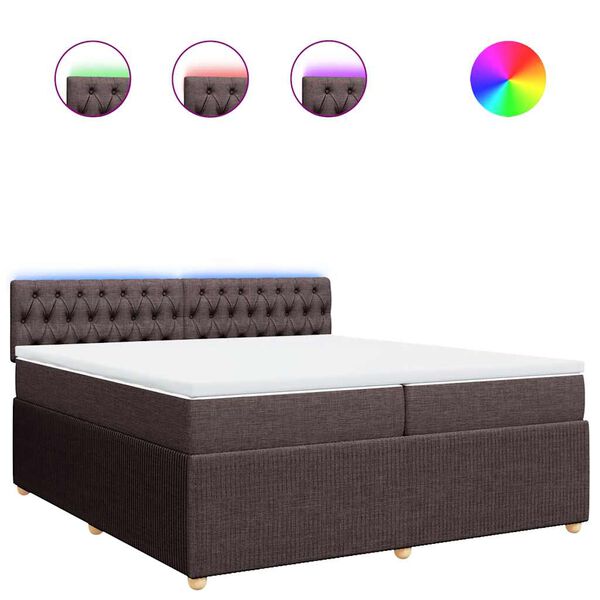 vidaXL Cama box spring con colch&oacute;n tela marr&oacute;n oscuro 200x200 cm