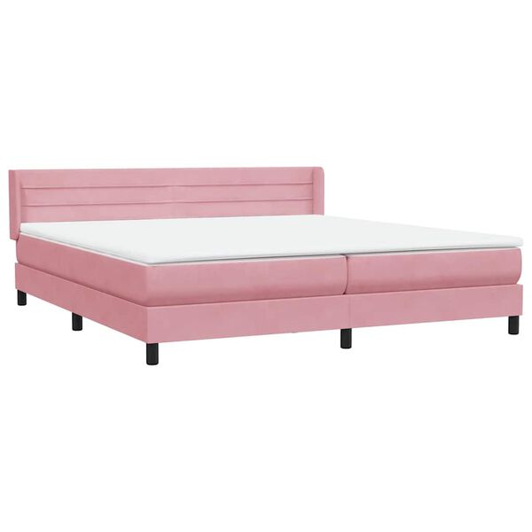 vidaXL Cama box spring con colch&oacute;n terciopelo rosa 180x210 cm