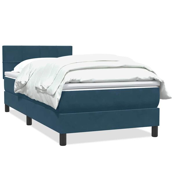 vidaXL Cama box spring con colch&oacute;n terciopelo azul oscuro 100x210 cm