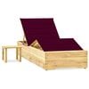 vidaXL Tumbona de jard&iacute;n con mesa y coj&iacute;n de madera de pino impregnada