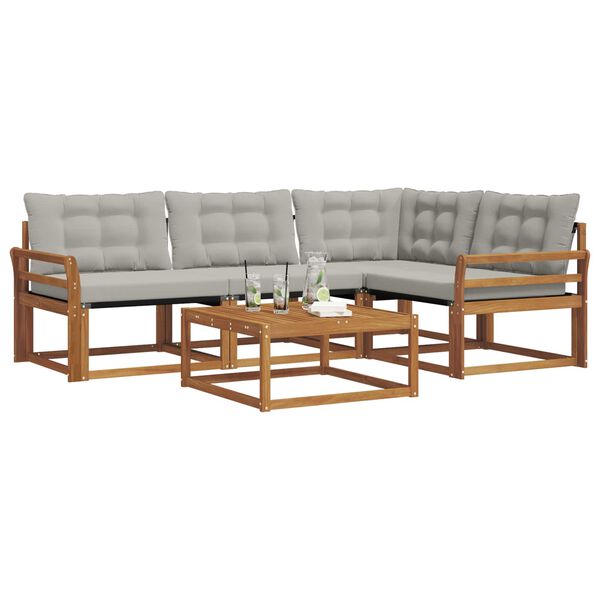 vidaXL Conjunto de sof&aacute;s de exterior 5 pcs Gris Natural y Claro