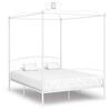vidaXL Estructura de cama con dosel sin colch&oacute;n metal blanco 180x200cm