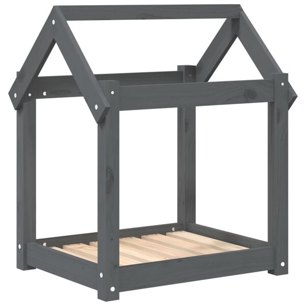 vidaXL Cama para perros madera maciza de pino gris 61x50x70 cm