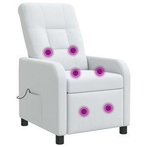 vidaXL Silla de masajes reclinable Blanco Tela