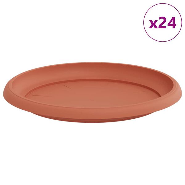 vidaXL Bandeja Redonda para Flores 24 pcs Rojo Ladrillo Pl&aacute;stico