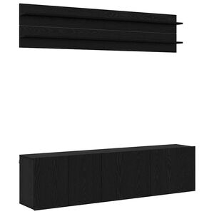vidaXL Unidades de TV 6 pcs Roble negro Madera contrachapada