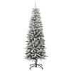 vidaXL &Aacute;rbol de Navidad artificial estrecho con nieve PVC y PE 150 cm
