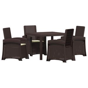 vidaXL Conjunto de Comedor de Jard&iacute;n 5 uds. Marr&oacute;n y crema PP