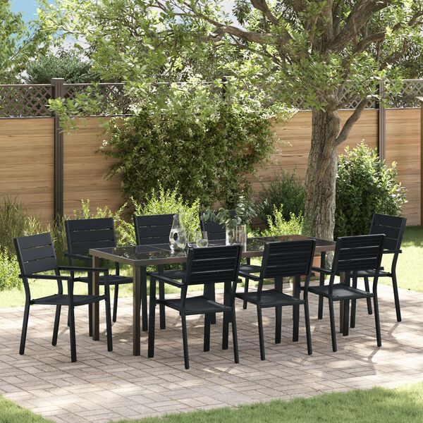 vidaXL Conjunto de Comedor de Jard&iacute;n 9 pcs Negro