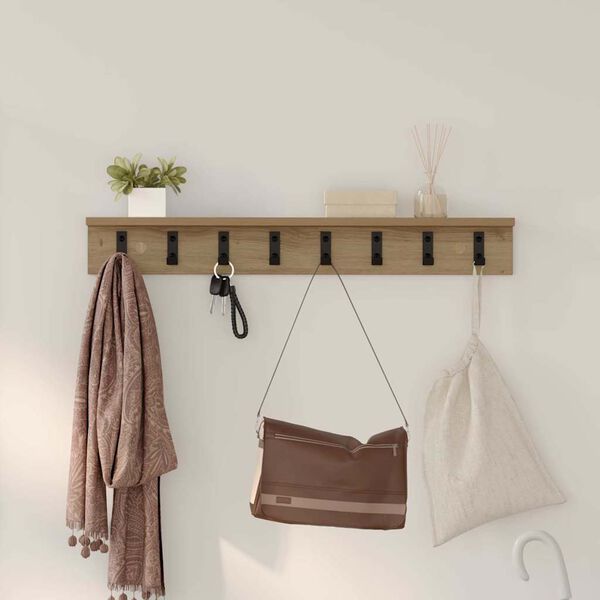 vidaXL Perchero de pared Roble artesanal 80 x 10,5 x 10,5 cm