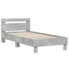 vidaXL Estructura de cama cabecero luces LED gris hormigón 90x200 cm