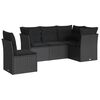 vidaXL Set de muebles de jard&iacute;n 5 pzas y cojines rat&aacute;n sint&eacute;tico negro