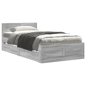 vidaXL Cama con cabecero madera de ingenier&iacute;a gris Sonoma 90x190 cm