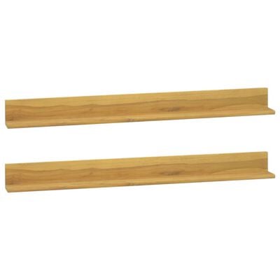 vidaXL Estantes de pared 2 unidades madera maciza de teca 110x10x10 cm