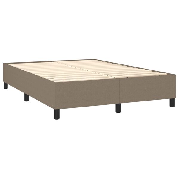 vidaXL Cama box spring con colch&oacute;n tela gris taupe 140x200 cm