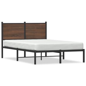 vidaXL Estructura de cama sin colch&oacute;n metal marr&oacute;n roble 120x190 cm