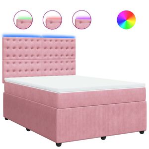 vidaXL Cama box spring con colch&oacute;n terciopelo rosa 140x190 cm