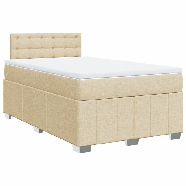 vidaXL Cama box spring con colch&oacute;n tela color crema 120x200 cm