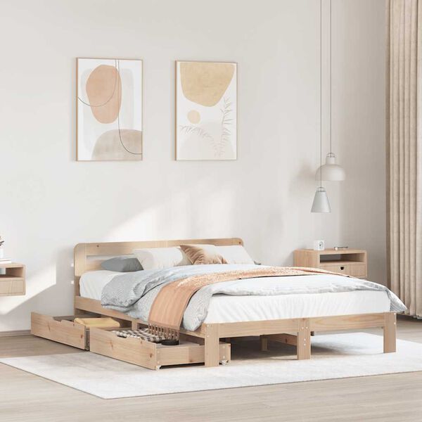 vidaXL Estructura de cama sin colch&oacute;n madera de pino blanca 140x200 cm