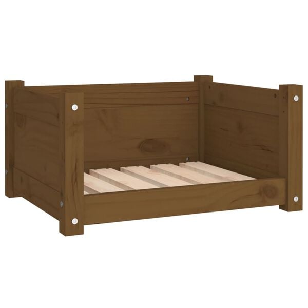 vidaXL Cama para perros madera maciza pino marrón miel 55,5x45,5x28 cm