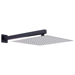 vidaXL Barra de soporte ducha cuadrada acero inox 201 negro 30 cm
