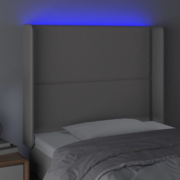 vidaXL Cabecero con LED cuero sint&eacute;tico gris 103x16x118/128cm